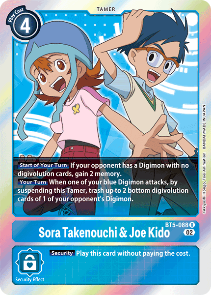 (BT5-088) Digimon TCG Resurgence Booster Single: Sora Takenouchi & Joe Kido (BT5-088)  Rare