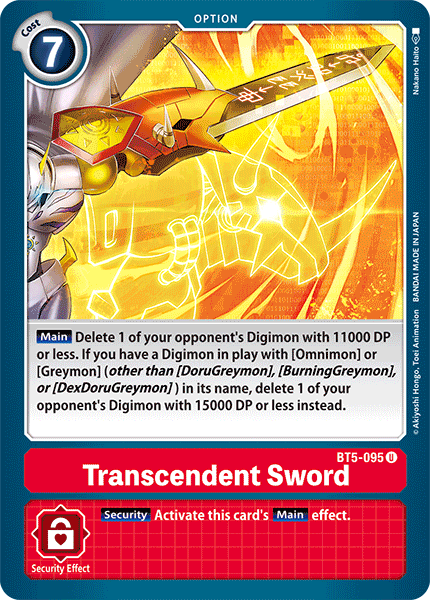 (095) Digimon TCG Battle Of Omni Single: Transcendent Sword (BT5-095)  Uncommon