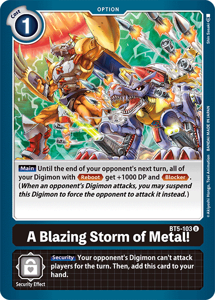 (103) Digimon TCG Battle Of Omni Single: A Blazing Storm of Metal! (BT5-103)  Uncommon