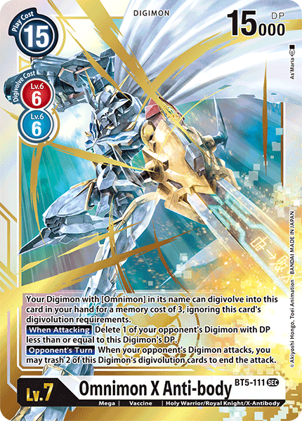 (111) Digimon TCG Battle Of Omni Single: Omnimon X-Anti-body (BT5-111) (V.1)  Secret Rare