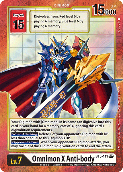 (111) Digimon TCG Battle Of Omni Single: Omnimon X-Anti-body (BT5-111) (V.2)  Alternative Art