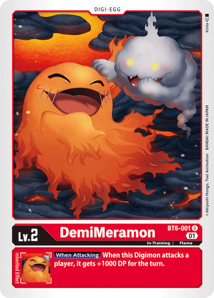(001) Digimon TCG Double Diamond Single: DemiMeramon (BT6-001)  Uncommon