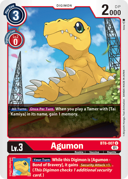 (007) Digimon TCG Double Diamond Single: Agumon (BT6-007) (V.1)  Uncommon