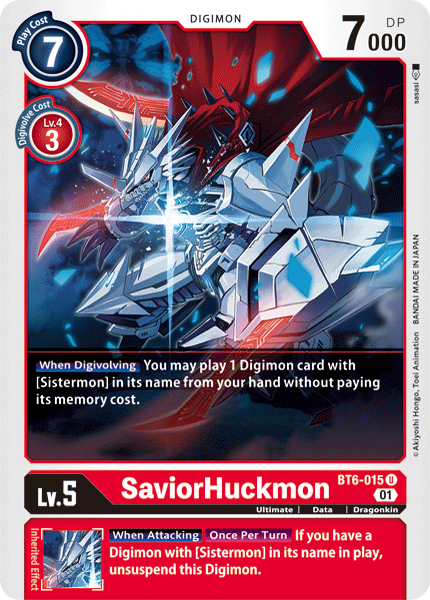 (015) Digimon TCG Double Diamond Single: SaviorHuckmon (BT6-015)  Uncommon