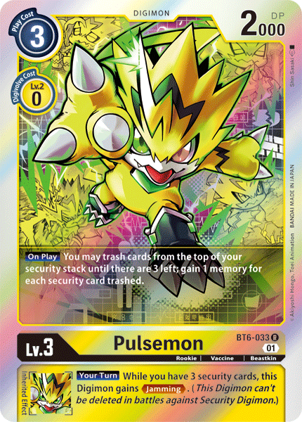 (033) Digimon TCG Double Diamond Single: Pulsemon (BT6-033) (V.1)  Rare