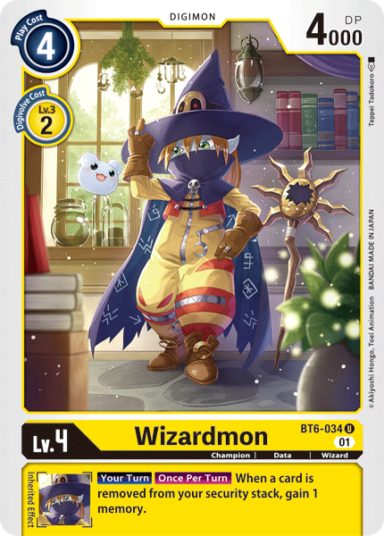 (034) Digimon TCG Double Diamond Single: Wizardmon (BT6-034)  Uncommon