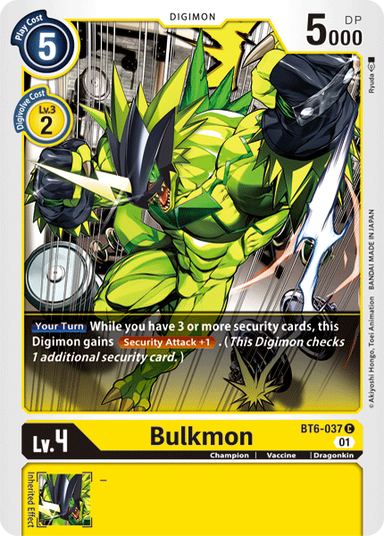 (037) Digimon TCG Double Diamond Single: Bulkmon (BT6-037)  Common