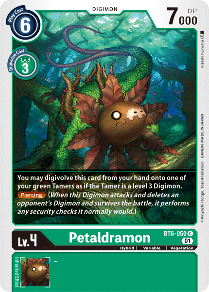 (050) Digimon TCG Double Diamond Single: Petaldramon (BT6-050)  Common