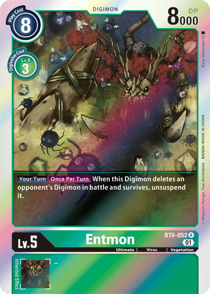 (052) Digimon TCG Double Diamond Single: Entmon (BT6-052)  Rare