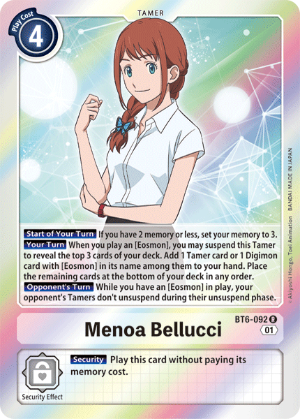 (092) Digimon TCG Double Diamond Single: Menoa Bellucci (BT6-092)  Rare