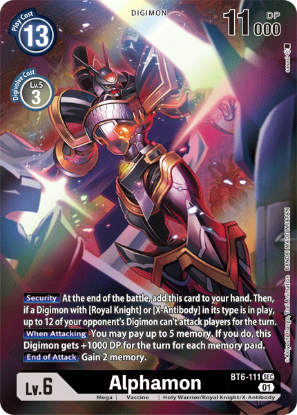 (111) Digimon TCG Double Diamond Single: Alphamon (BT6-111) (V.2)  Alternative Art