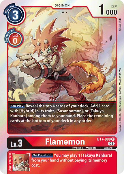 (008) Digimon TCG Next Adventure Single: Flamemon (BT7-008) (V.1)  Rare