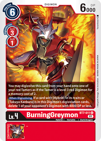 (011) Digimon TCG Next Adventure Single: BurningGreymon (BT7-011)  Uncommon