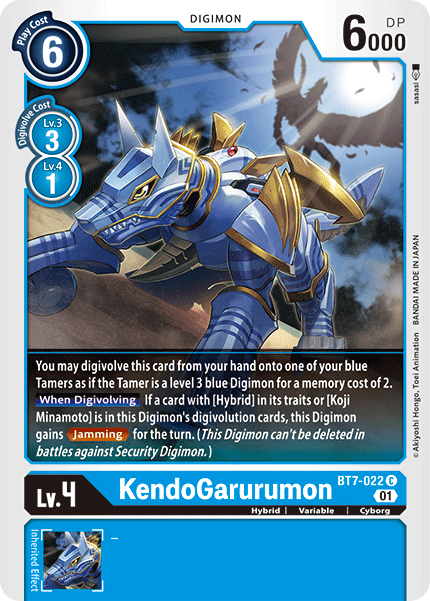 (022) Digimon TCG Next Adventure Single: KendoGarurumon (BT7-022)  Common