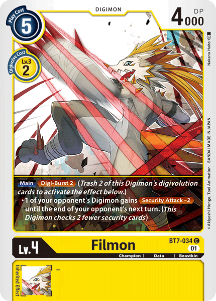 (034) Digimon TCG Next Adventure Single: Filmon (BT7-034)  Common