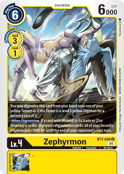 (036) Digimon TCG Next Adventure Single: Zephyrmon (BT7-036)  Uncommon