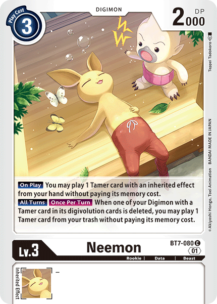 (080) Digimon TCG Next Adventure Single: Neemon (BT7-080)  Common