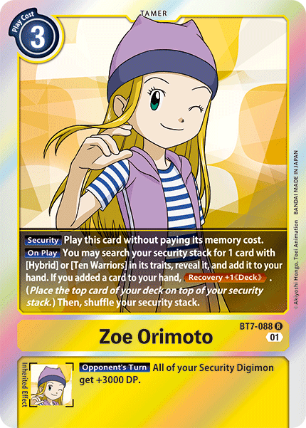 (088) Digimon TCG Next Adventure Single: Zoe Orimoto (BT7-088)  Rare