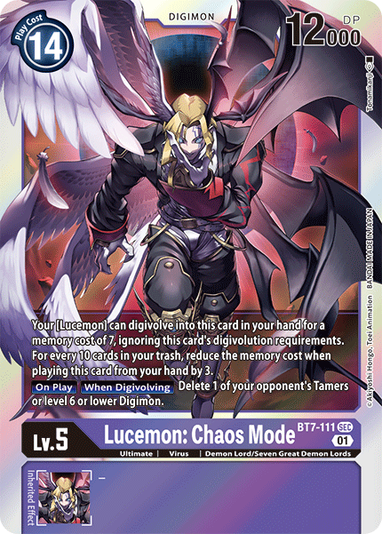 (111) Digimon TCG Next Adventure Single: Lucemon: Chaos Mode (BT7-111) (V.1)  Secret Rare