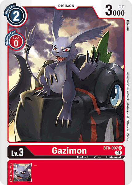(007) Digimon TCG New Awakening Single: Gazimon (BT8-007)  Common