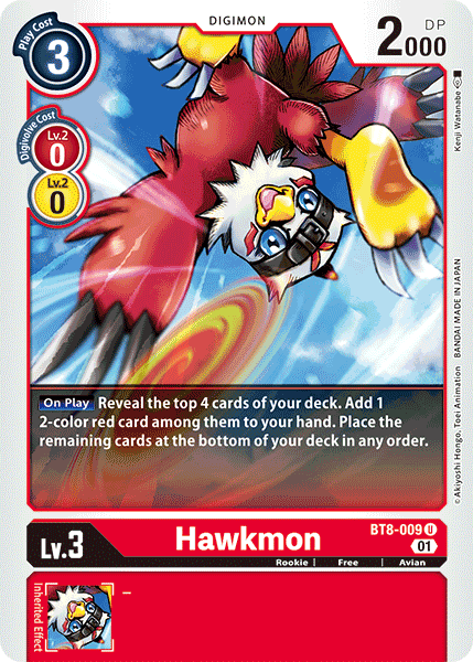 (009) Digimon TCG New Awakening Single: Hawkmon (BT8-009) (V.1)  Uncommon