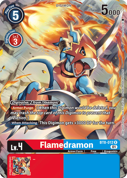 (012) Digimon TCG New Awakening Single: Flamedramon (BT8-012) (V.2)  Alternative Art