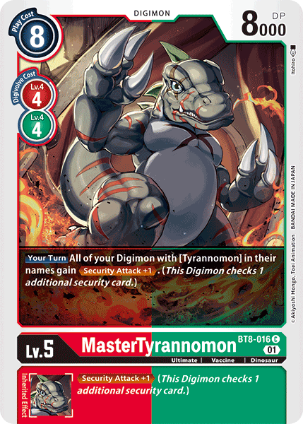 (016) Digimon TCG New Awakening Single: MasterTyrannomon (BT8-016)  Common
