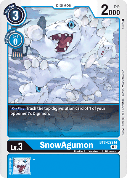 (022) Digimon TCG New Awakening Single: SnowAgumon (BT8-022)  Common