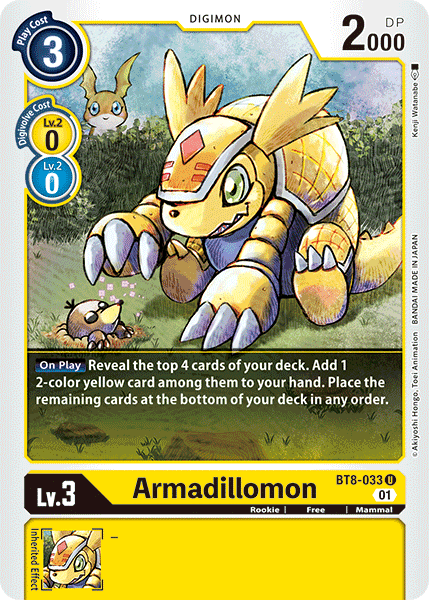 (033) Digimon TCG New Awakening Single: Armadillomon (BT8-033) (V.1)  Uncommon
