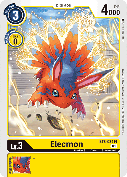 (034) Digimon TCG New Awakening Single: Elecmon (BT8-034)  Common