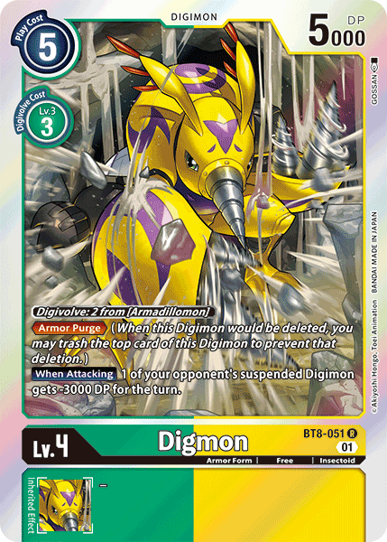 (051) Digimon TCG New Awakening Single: Digmon (BT8-051) (V.1)  Rare