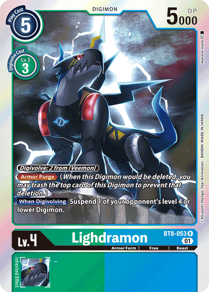 (053) Digimon TCG New Awakening Single: Lighdramon (BT8-053)  Rare