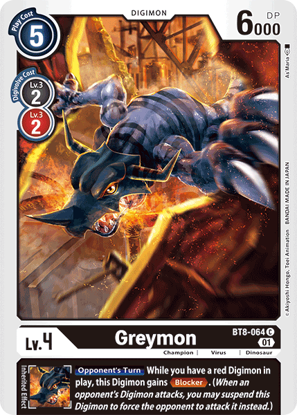 (064) Digimon TCG New Awakening Single: Greymon (BT8-064)  Common