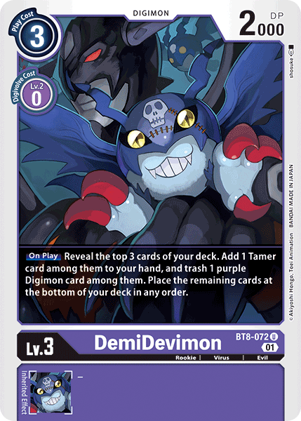 (072) Digimon TCG New Awakening Single: DemiDevimon (BT8-072)  Uncommon