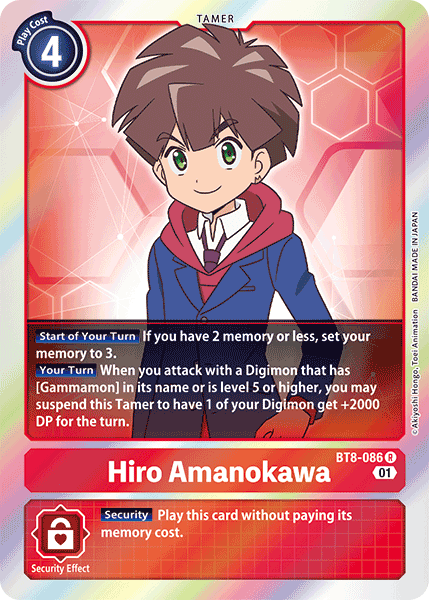 (086) Digimon TCG New Awakening Single: Hiro Amanokawa (BT8-086)  Rare