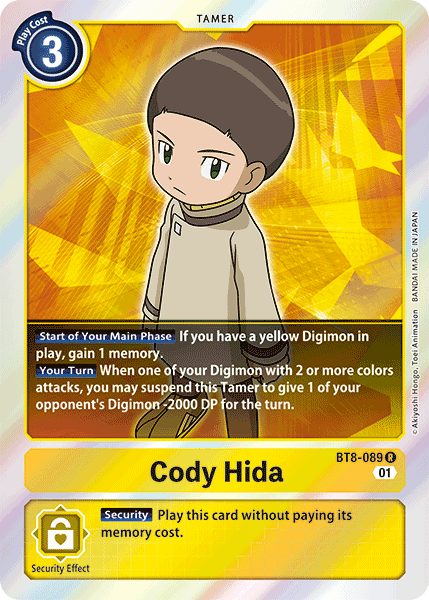 (089) Digimon TCG New Awakening Single: Cody Hida (BT8-089)  Rare