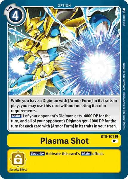 (101) Digimon TCG New Awakening Single: Plasma Shot (BT8-101)  Uncommon