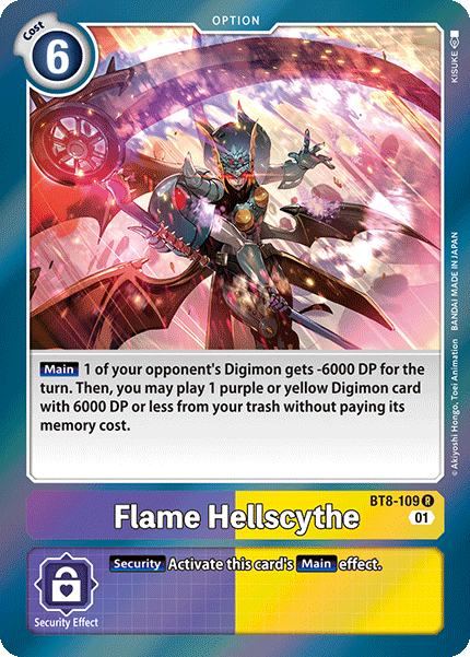 (109) Digimon TCG New Awakening Single: Flame Hellscythe (BT8-109)  Rare