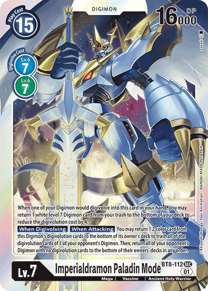 (112) Digimon TCG New Awakening Single: Imperialdramon Paladin Mode (BT8-112) (V.1)  Secret Rare