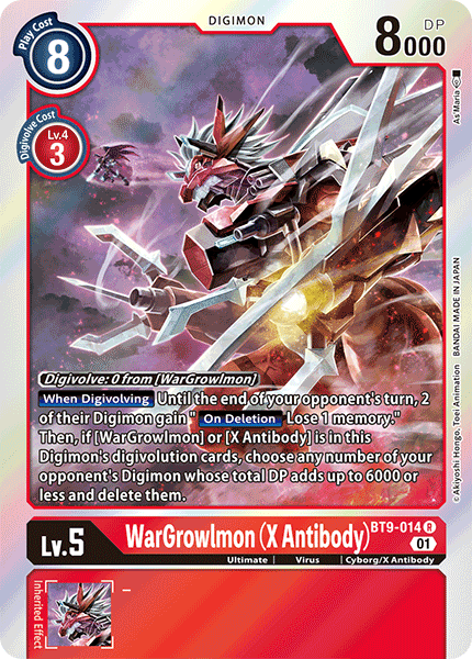 (014) Digimon TCG X Record Single: WarGrowlmon (X Antibody) (BT9-014)  Rare