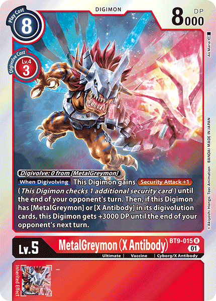 (015) Digimon TCG X Record Single: MetalGreymon (X Antibody) (BT9-015)  Rare