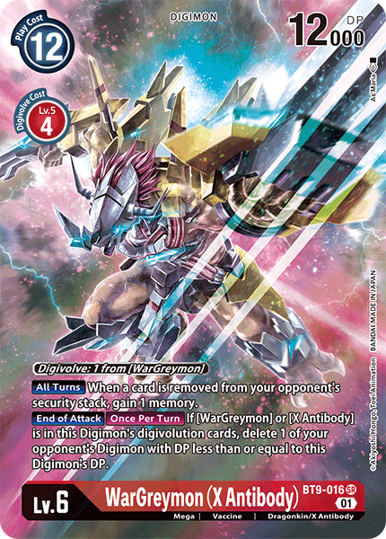 (016) Digimon TCG X Record Single: WarGreymon (X Antibody) (BT9-016) (V.2)  Alternative Art