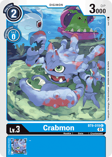 (019) Digimon TCG X Record Single: Crabmon (BT9-019)  Common