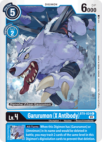 (024) Digimon TCG X Record Single: Garurumon (X Antibody) (BT9-024)  Common