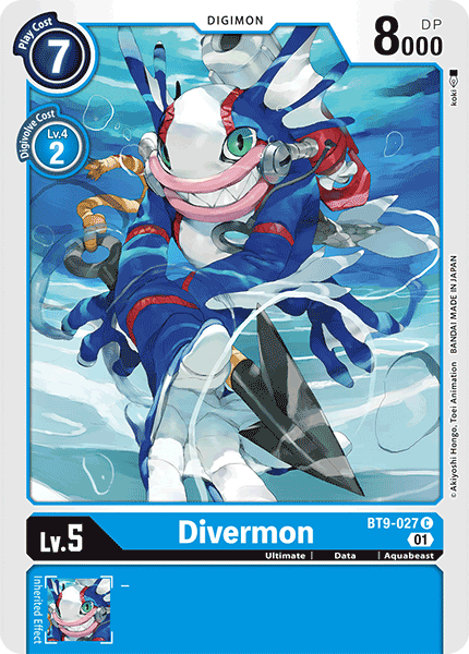 (027) Digimon TCG X Record Single: Divermon (BT9-027)  Common