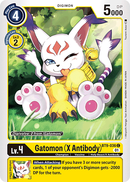 (036) Digimon TCG X Record Single: Gatomon (X Antibody) (BT9-036)  Common