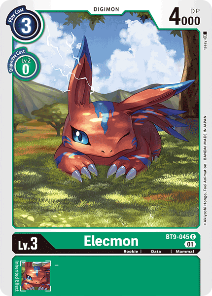 (045) Digimon TCG X Record Single: Elecmon (BT9-045)  Common