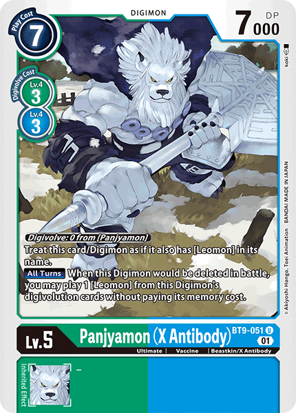 (051) Digimon TCG X Record Single: Panjyamon (X Antibody) (BT9-051)  Uncommon