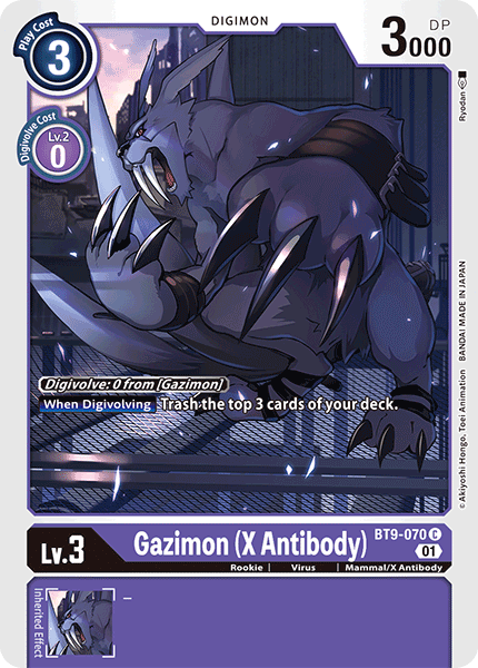 (070) Digimon TCG X Record Single: Gazimon (X Antibody) (BT9-070)  Common
