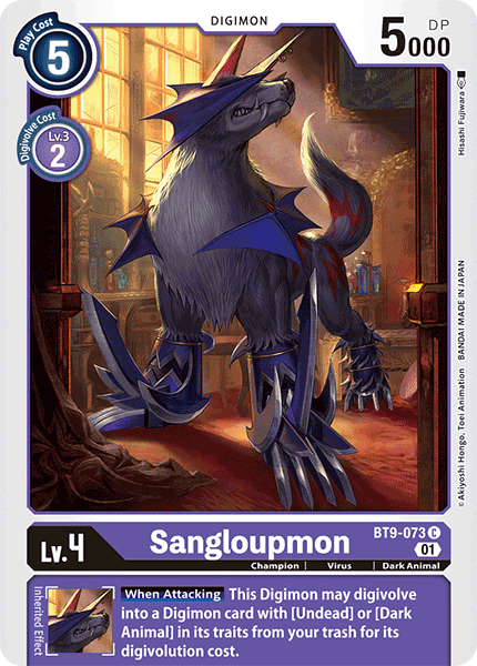 (073) Digimon TCG X Record Single: Sangloupmon (BT9-073)  Common